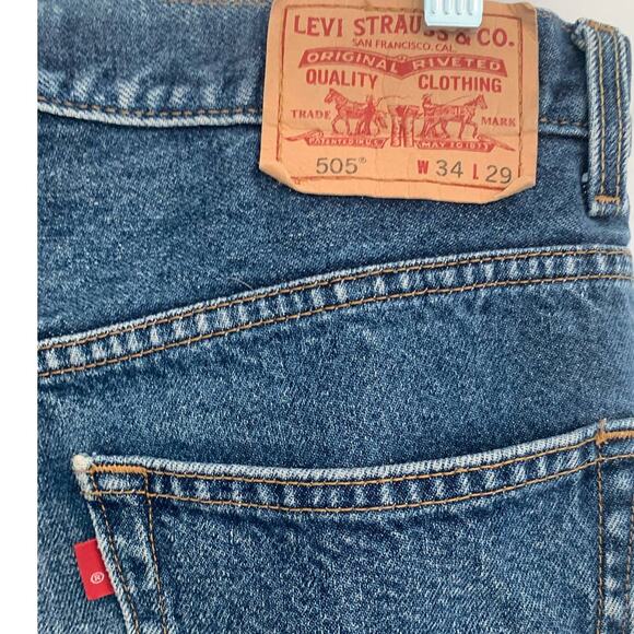 Levi Strauss 505 Jeans 34/29 Mens Blue Reg Fit Bootcut Denim Western 5 Pocket - Picture 3 of 9